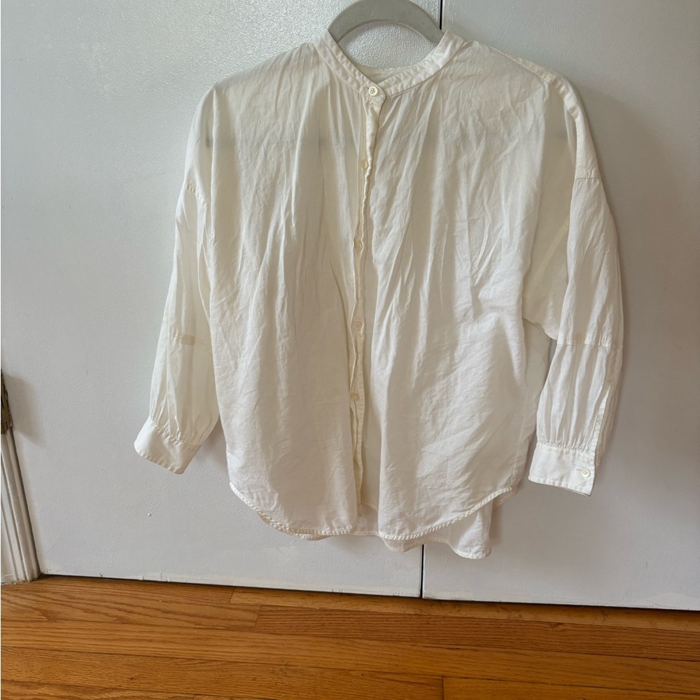 Everlane collarless air blouse
